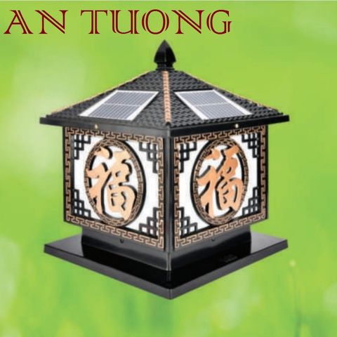  đèn trụ cổng năng lượng măt trời kích thước đèn 250x250mm, 25x25cm 03 