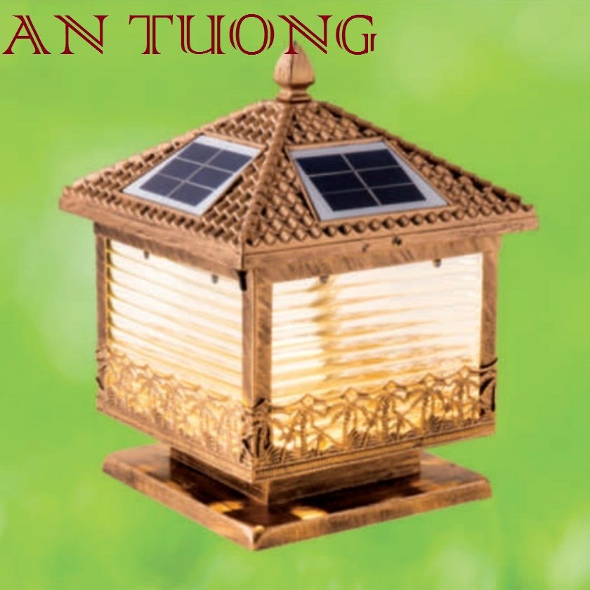 đèn trụ cổng năng lượng măt trời kích thước đèn 300x300mm, 30x30cm 01