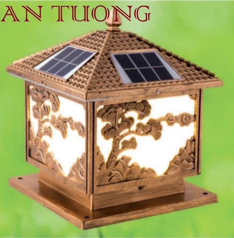  đèn trụ cổng năng lượng măt trời kích thước đèn 400x400mm, 40x40cm 02 