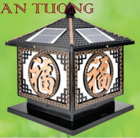  đèn trụ cổng năng lượng măt trời kích thước đèn 400x400mm, 40x40cm 03 