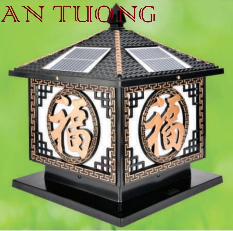 đèn trụ cổng năng lượng măt trời kích thước đèn 400x400mm, 40x40cm 03