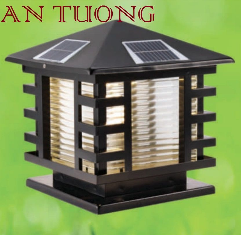 đèn trụ cổng năng lượng măt trời kích thước đèn 400x400mm, 40x40cm 04