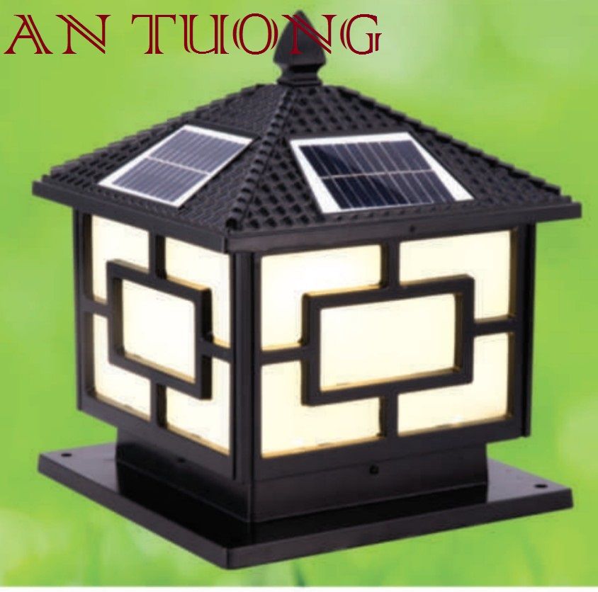 đèn trụ cổng năng lượng măt trời kích thước đèn 400x400mm, 40x40cm 05