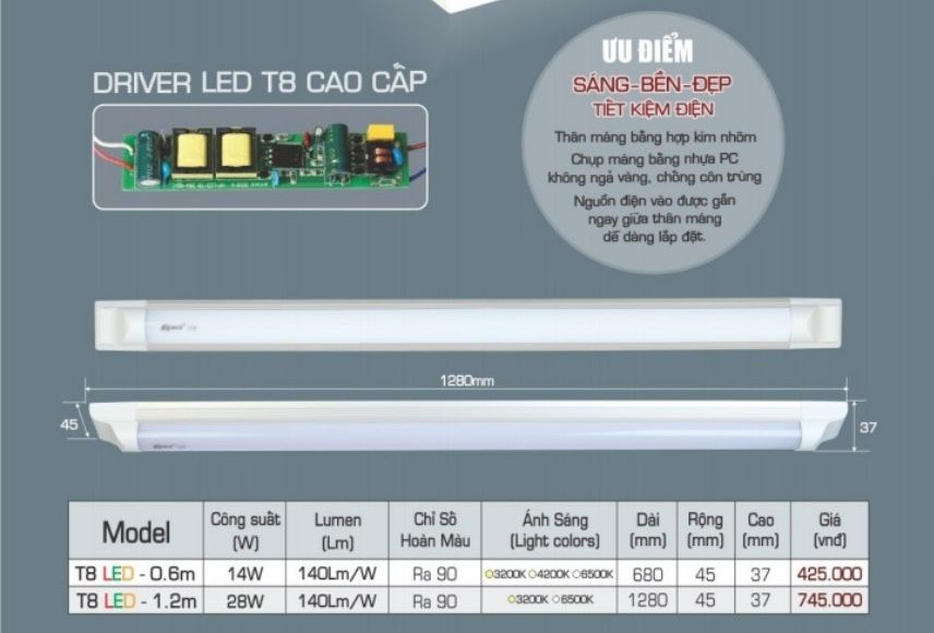 ĐÈN TUÝP LED ANFACO T8 LED 0.6M 14W