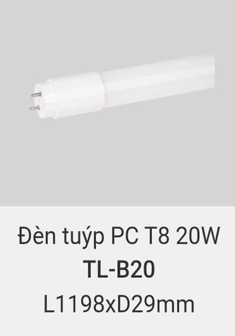 Đèn tuýp led vinaled 1m2 20w T8 TL B20 