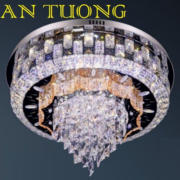 đèn mâm ốp trần pha lê led trang trí phòng khách, nhà phố, biệt thự cổ điển tân cổ điển 058