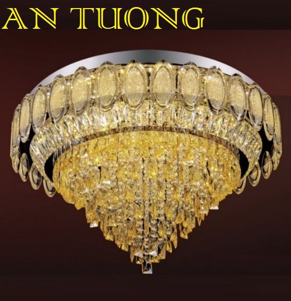 đèn mâm ốp trần pha lê led trang trí phòng khách, nhà phố, biệt thự cổ điển tân cổ điển 068