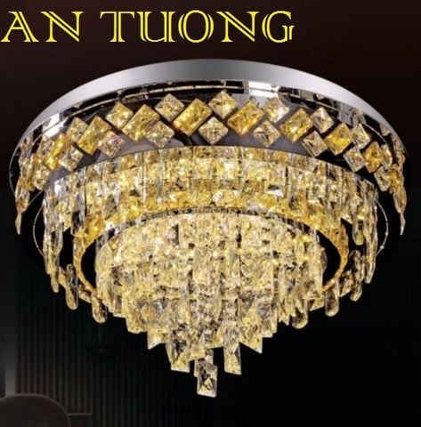  đèn mâm ốp trần pha lê led trang trí phòng khách, nhà phố, biệt thự cổ điển tân cổ điển 069 