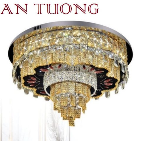  đèn mâm ốp trần pha lê led trang trí phòng khách, nhà phố, biệt thự cổ điển tân cổ điển 077 