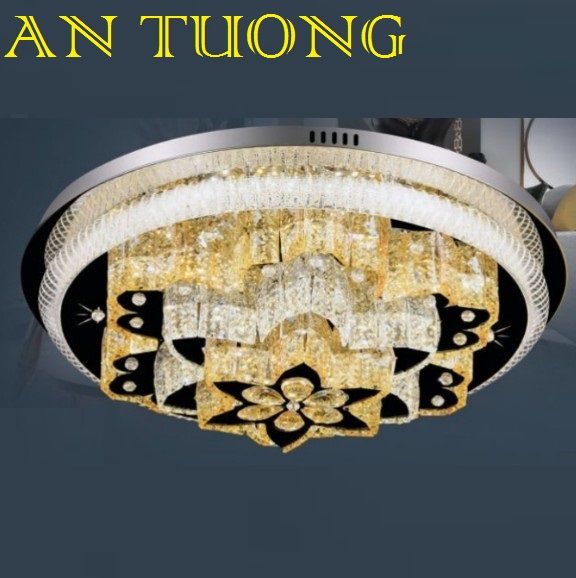 đèn mâm ốp trần pha lê led trang trí phòng khách, nhà phố, biệt thự cổ điển tân cổ điển 092