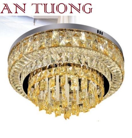  đèn mâm ốp trần pha lê led trang trí phòng khách, nhà phố, biệt thự cổ điển tân cổ điển 095 