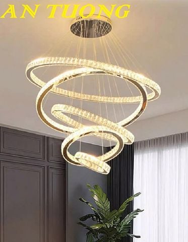  đèn thả trần 5 vòng pha lê decor trang trí quầy bar, bàn ăn phòng bếp, quán cafe đẹp hiện đại 0155 