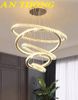đèn thả trần 5 vòng pha lê decor trang trí quầy bar, bàn ăn phòng bếp, quán cafe đẹp hiện đại 0155