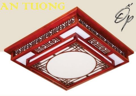  đèn trang trí phòng thờ, đèn ốp trần led gỗ kiểu gỗ trang trí phòng thờ, sảnh thờ 013 