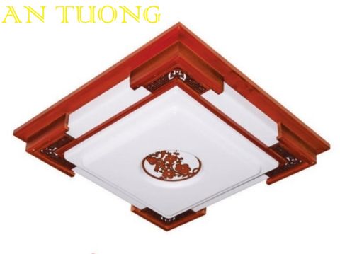  đèn trang trí phòng thờ, đèn ốp trần led gỗ kiểu gỗ trang trí phòng thờ, sảnh thờ 018 