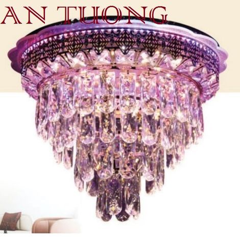  đèn mâm ốp trần pha lê led trang trí phòng khách, nhà phố, biệt thự cổ điển tân cổ điển 01 