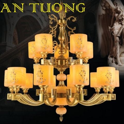  đèn chùm đồng trang trí phòng khách cổ điển, biệt thự cổ điển, tân cổ điển 09 