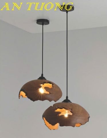  đèn gỗ treo thả trần trang trí bàn ăn, quầy bar, bàn đảo bếp, phòng bếp, nhà hàng, quán ăn, quán cafe 0085 
