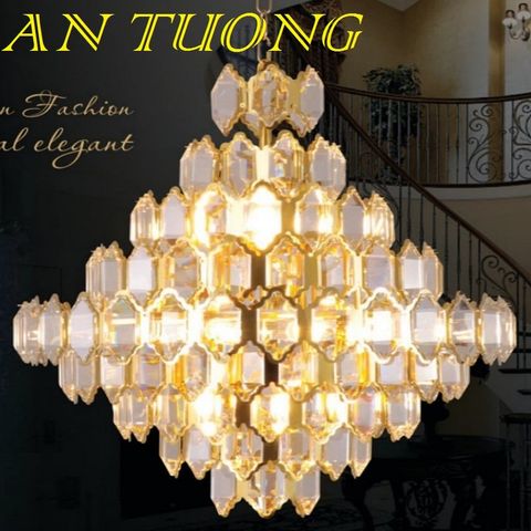  đèn chùm pha lê led trang trí phòng khách đẹp, hiện đại, tân cổ điển 015 