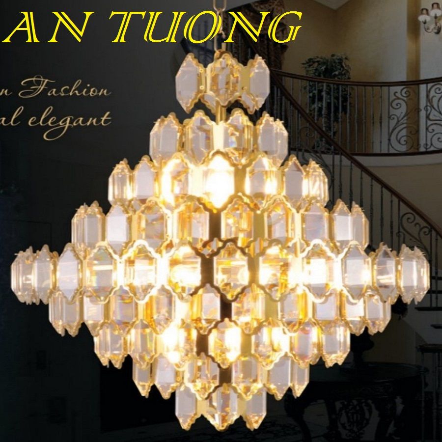 đèn chùm pha lê led trang trí phòng khách đẹp, hiện đại, tân cổ điển 015