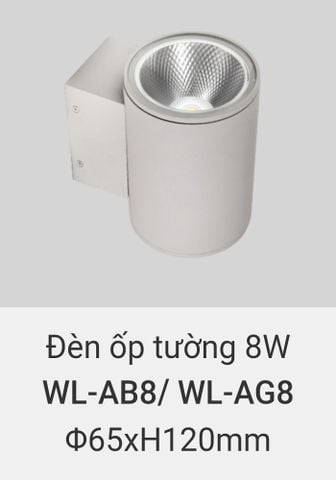  đèn ốp tường, treo tường trang trí ngoài trời vinaled 8w WL AB8 , WL AG8 