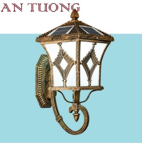  đèn gắn tường trang trí ngoài trời nhà cổ điển, biệt thự cổ điển năng lượng mặt trời 01 