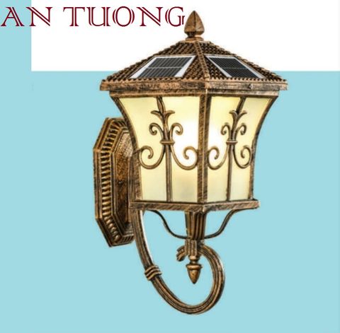  đèn gắn tường trang trí ngoài trời nhà cổ điển, biệt thự cổ điển năng lượng mặt trời 03 