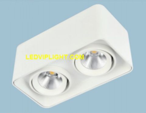  ĐÈN LON LED ĐÔI ỐP TRẦN NỔI (GẮN TRẦN NỔI) XOAY CHIẾU ĐIỂM SPOTLIGHT 2 BÓNG LED COB 2X10W - TRẮNG 