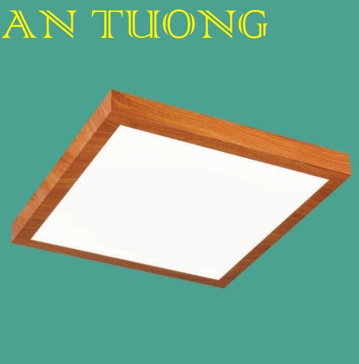 đèn led ốp trần ban công 48w - vuông, ốp nổi ban công 48w - gỗ, đèn ốp trần 600x600 viền gỗ