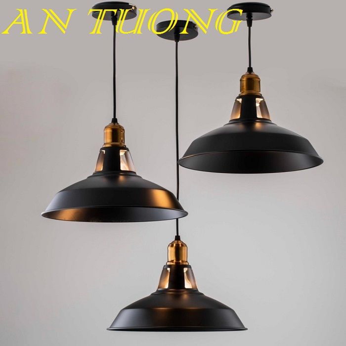 đèn treo thả trần chao công ngiệp trang trí quầy bar, bàn ăn đảo bếp đẹp, phong cách bắc âu 06
