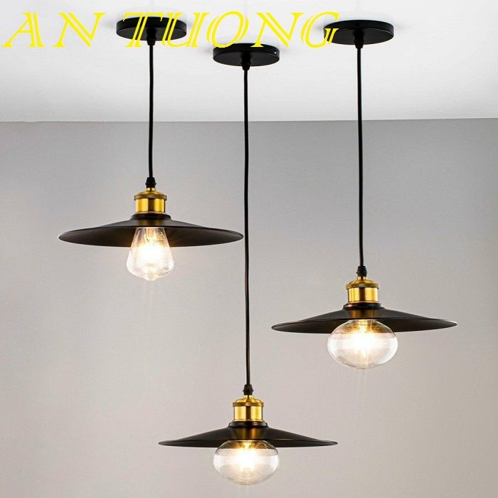 đèn treo thả trần chao công ngiệp trang trí quầy bar, bàn ăn đảo bếp đẹp, phong cách bắc âu 09