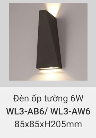  đèn ốp tường, treo tường trang trí ngoài trời vinaled 6w WL3 AW6 , WL3 AB6 
