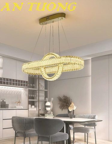  đèn thả trần trang trí phòng khách đẹp hiện đại 2 vòng pha lê led loại 1 ánh sáng 3 chế độ 02 