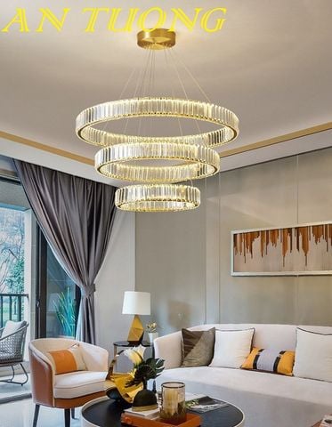  đèn thả trần trang trí phòng khách đẹp hiện đại 3 vòng pha lê led loại 1 ánh sáng 3 chế độ 02 
