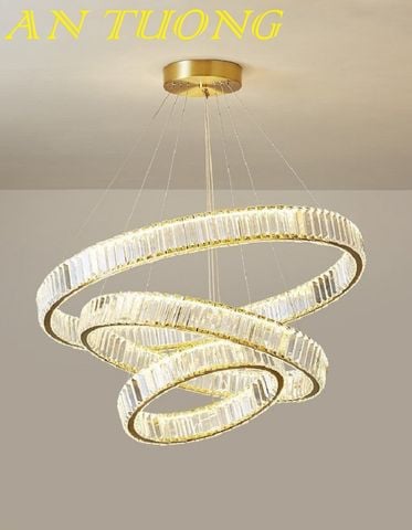  đèn thả trần trang trí phòng khách đẹp hiện đại 3 vòng pha lê led loại 1 ánh sáng 3 chế độ 02 