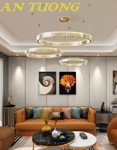  đèn thả trần trang trí phòng khách đẹp hiện đại 3 vòng pha lê led loại 1 ánh sáng 3 chế độ 03 