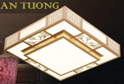  đèn trang trí phòng thờ, đèn ốp trần led gỗ kiểu gỗ trang trí phòng thờ, sảnh thờ 02 