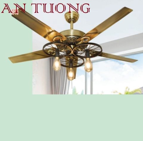  quạt trần đèn 5 cánh phong cách cổ, cổ điển, cổ xưa 013 indochine 