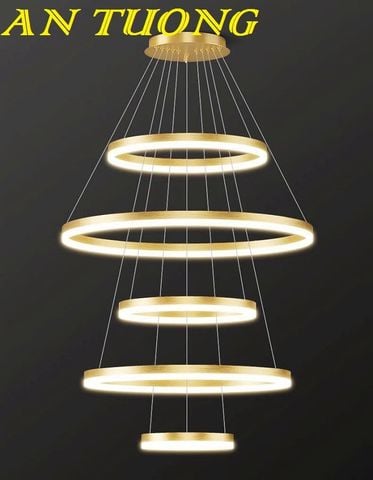  đèn thả trần 5 vòng LED decor trang trí phòng khách, phòng bếp đẹp hiện đại 001 