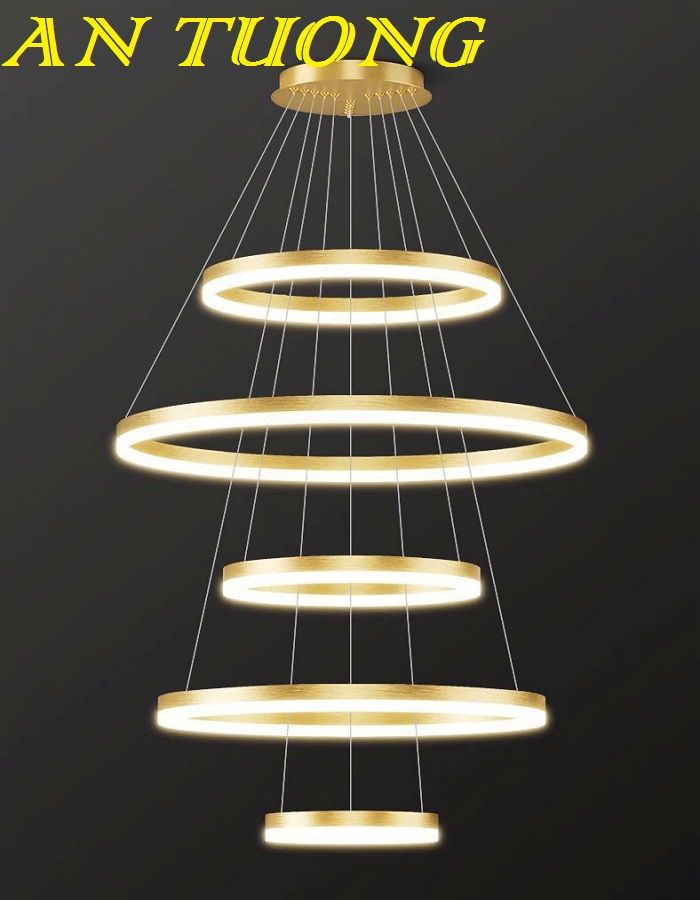 đèn thả trần 5 vòng LED decor trang trí phòng khách, phòng bếp đẹp hiện đại 001