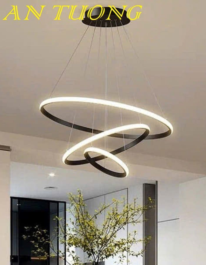 đèn thả trần 3 vòng LED decor trang trí phòng khách, bàn ăn phòng bếp, quán cafe đẹp hiện đại 0167