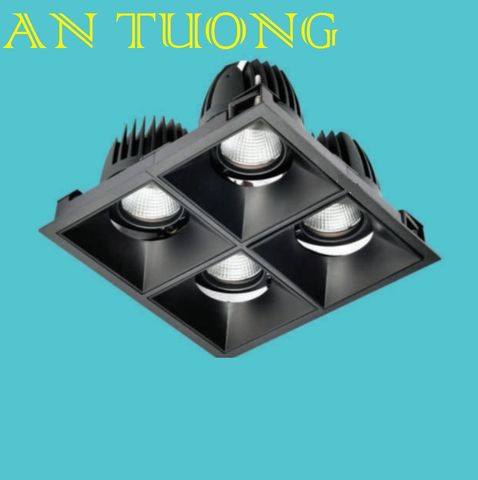  đèn led spotlight âm trần xoay chiếu điểm 4 bóng 12w x 4 góc chiếu 45 độ - đen 