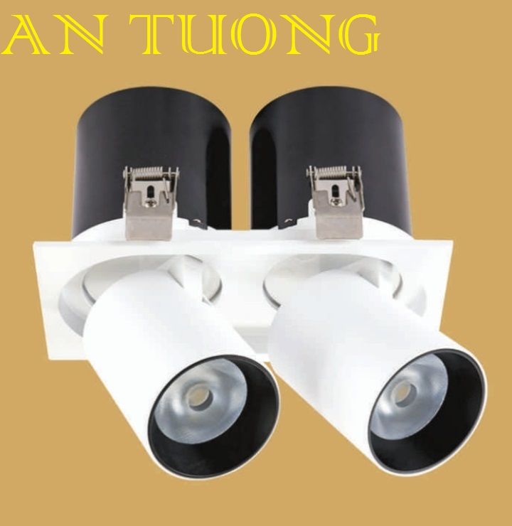 đèn led spotlight âm trần xoay chiếu điểm đôi 2 bóng 2 x 10w - góc chiếu 18 độ