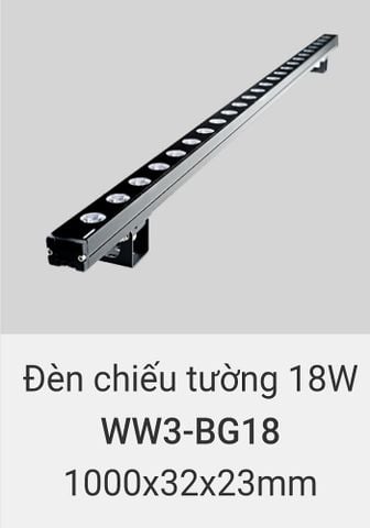  Đèn rọi tường, chiếu tường, hắt sáng tường trang trí ngoài trời chống nước IP65 vinaled 18w WW3 BG18 