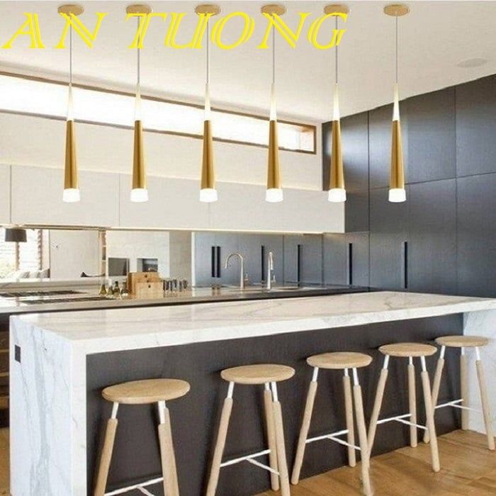 đèn treo thả trần trang trí phòng bếp đẹp, bàn đảo, quầy bar phòng ăn, bàn ăn đẹp hiện đại 049