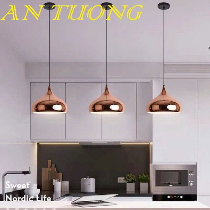 đèn treo thả trần trang trí phòng bếp đẹp, bàn đảo, quầy bar phòng ăn, bàn ăn đẹp hiện đại 060