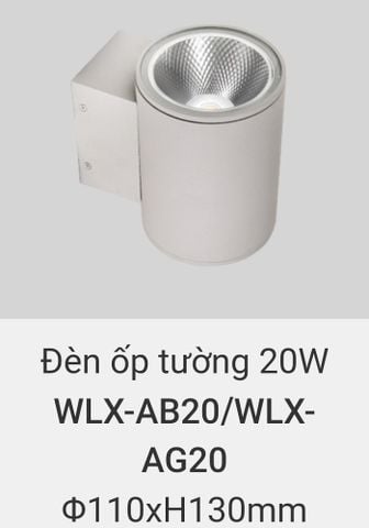  đèn ốp tường, treo tường trang trí ngoài trời vinaled 20w WLX AB20 , WLX AG20 