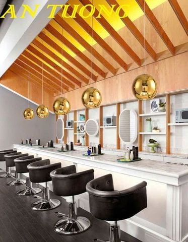  đèn thả trần 3 chao thủy tinh màu vàng bóng trang trí quầy bar, bàn ăn phòng bếp đẹp 0086 