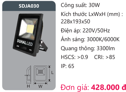  ĐÈN LED PHA DUHAL - CÔNG SUẤT 30W 