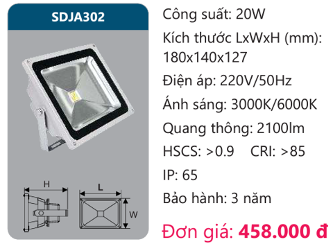  ĐÈN LED PHA DUHAL - CÔNG SUẤT 20W 